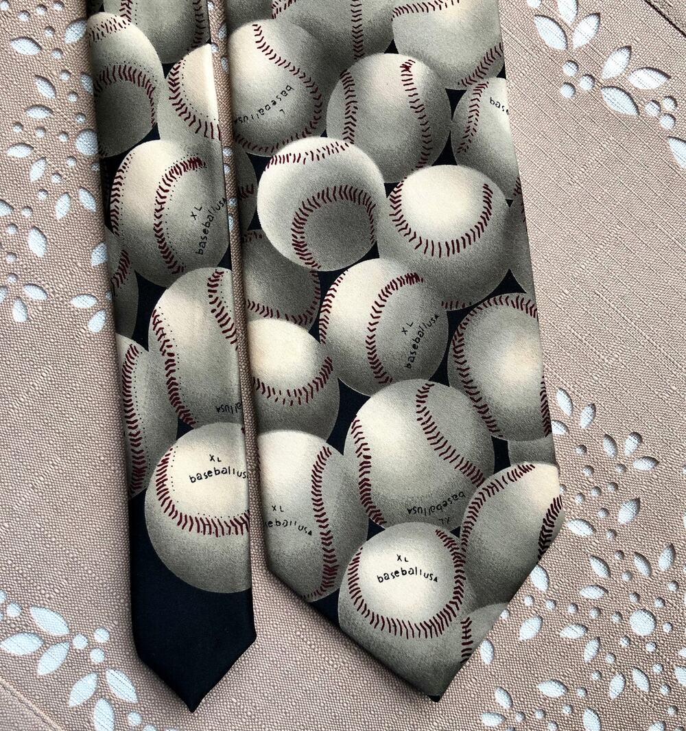 Parquet Geometric Baseball Print Necktie